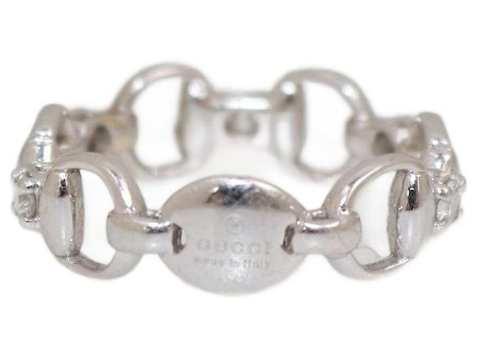 Gucci 18k Weißgold Diamant Horsebit Ring