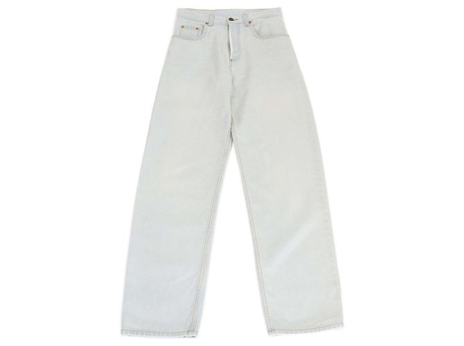 Pantalones de mezclilla azul lavado con botón Gucci