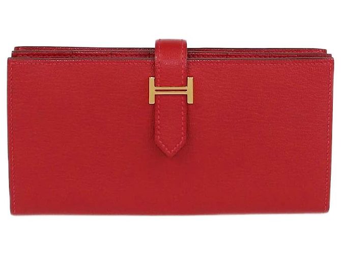 Hermès Hermes Rouge Vif Bearn Wallet