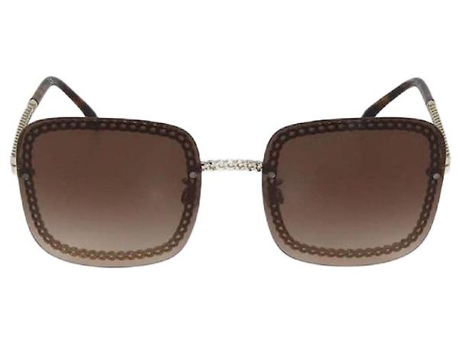 Chanel Brown Gradient Chain Square Sunglasses