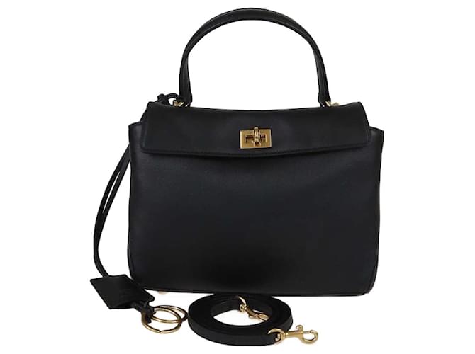 Balenciaga Black Mini Rodeo Top Handle Bag Leather  ref.2379764