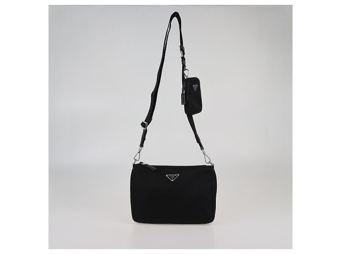 Borsa a Spalla Prada in Tessuto Nero e Saffiano