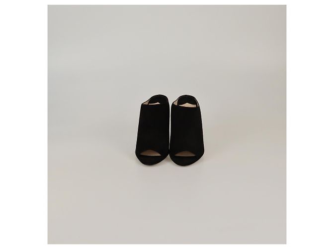 Prada Black Wedge Peep Toe Mules