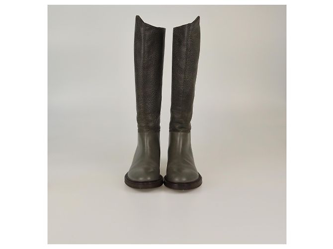 Grau Texturierte Reitstiefel Brunello Cucinelli
