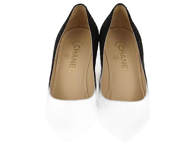 Chanel Black Embroidered Cap Pointed Toe Pumps