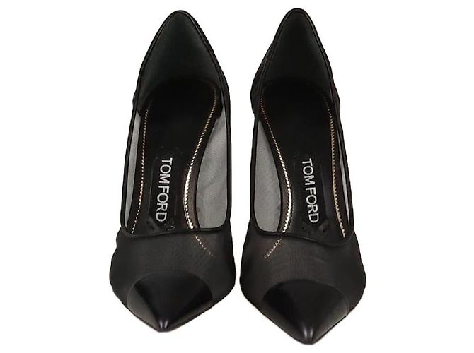 Tom Ford Black Mesh Cap Pointed Toe Pumps