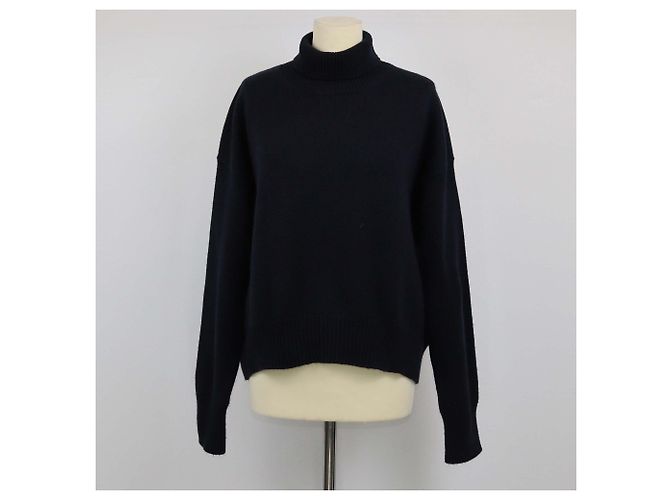 Céline Navyblauer Strickpullover mit Rollkragen Celine Marineblau 