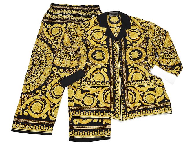 Conjunto de pijama Barocco amarillo/negro Versace