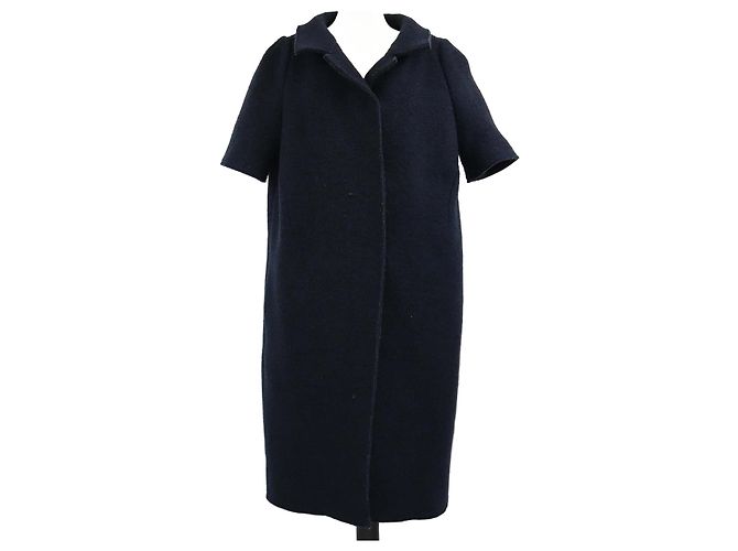 Marni Navy Blue Button Detailed Knee Length Coat