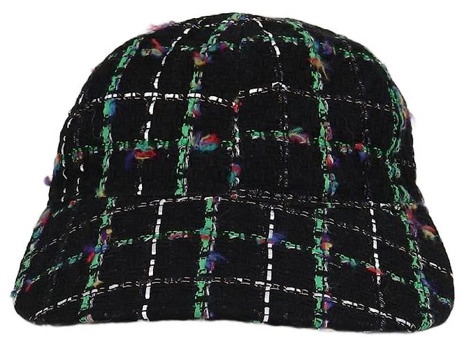 Chanel Baseballcap aus schwarzem/multicolor Tweed Mehrfarben