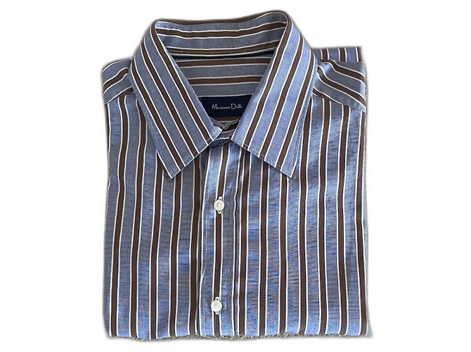Massimo Dutti camicia a righe blu bianca marrone taglia L-XL (43-44) Bianco