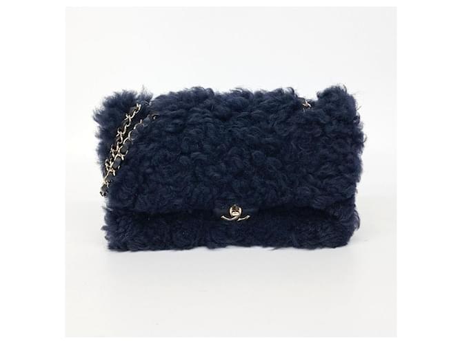 Timeless Chanel Shearling Chain Shoulder Bag (10207263) Blue  ref.2380888