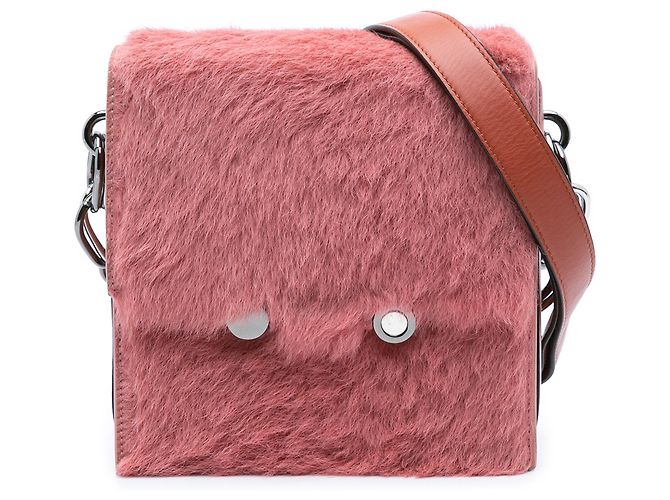 Marni Bolsa transversal de shearling rosa com corrente