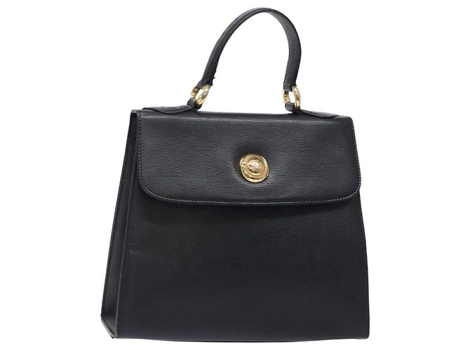 Chloé Bolsa de Mão Chloe em Couro Preto e Ouro Auth BA4194 Dourado