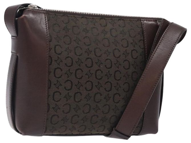 Céline CELINE C Macadam Canvas Shoulder Bag Brown Silver Auth gh393 Silvery