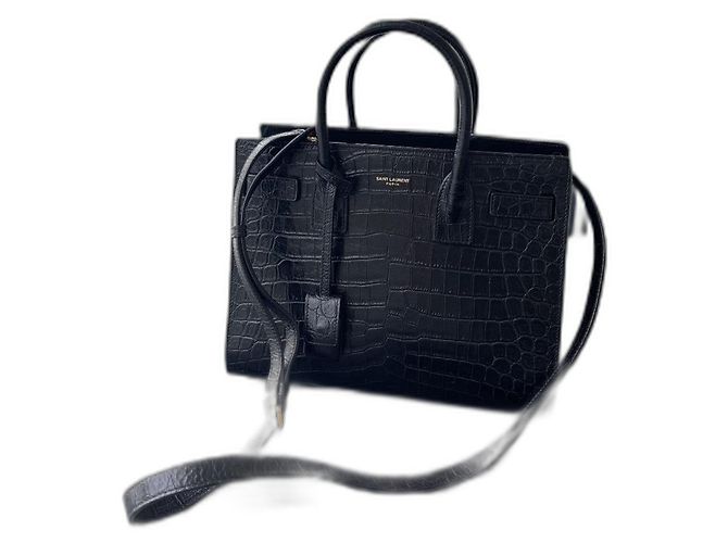 Bolsa Saint Laurent Day Bag preta de couro