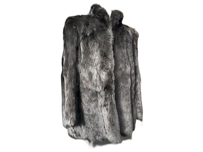 Autre Marque Abrigo de piel de zorro negro