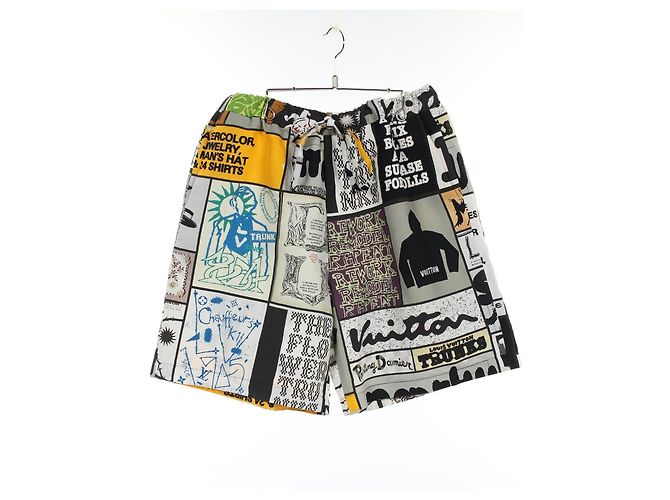 Shorts de seda e nylon LV Fun da Louis Vuitton Preto Branco Multicor