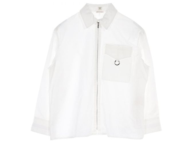 Top de algodón con botones Hermès Celine Blanco 