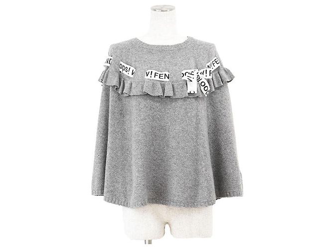 Fendi WOW! OOPS! Wool Blend Cape Grey