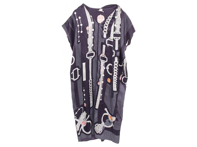 Vestido de seda Etude pour une Parure de Gala de Hermès Multicolor Púrpura