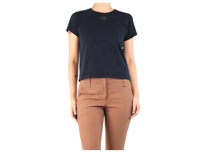 Alexander Wang T-shirt nera cropped con logo - taglia S Nero
