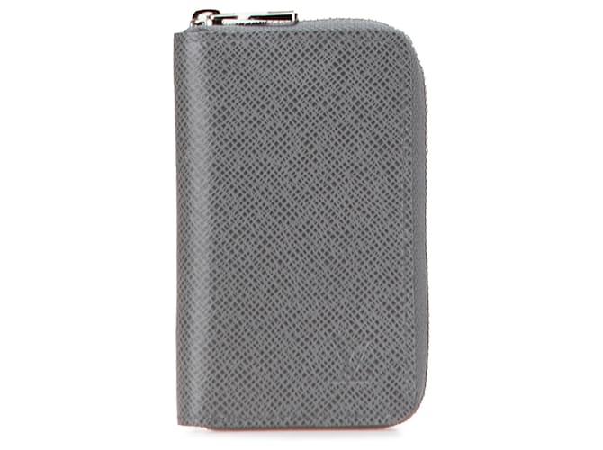 Louis Vuitton Gray Taiga Zippy Vertical Coin Purse Brown Leather  ref.2389588