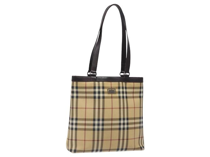 BURBERRY Nova Check Tote Bag aus PVC Beige Auth BA4094