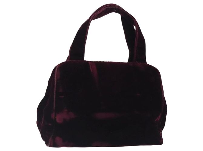 PRADA Borsa a Mano Velluto Bordeaux Argento Auth BA4254 Bordò