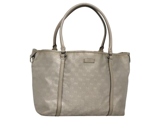 Bolsa Tote GG da GUCCI Prata 197953 Auth 134533