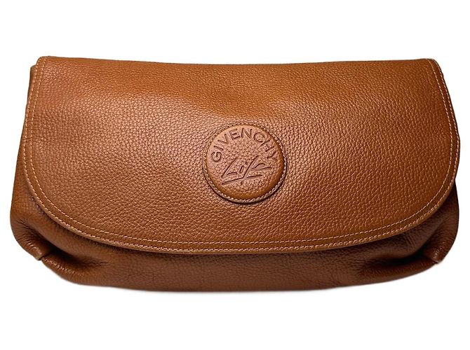 Vintage Givenchy Leather Clutch Brown Orange