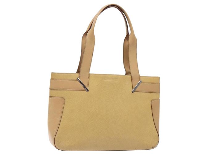 Gucci Bolso Tote de cuero beige plateado 002 1135 Auth 132207 Plata