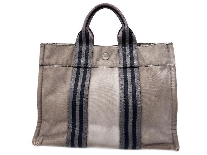 Hermès Mini tote in cotone vintage Hermes grigio