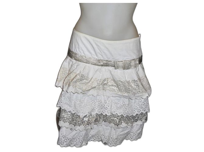 Minifalda con volantes Max & Co de algodón blanco gris