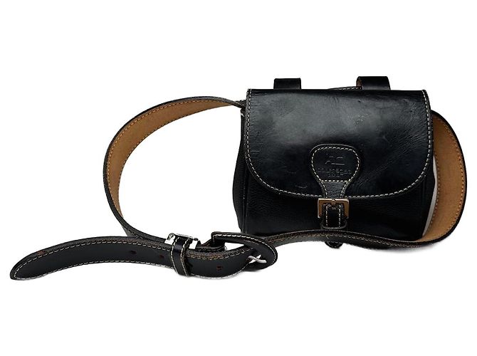Vintage Courreges Leather belt bag black