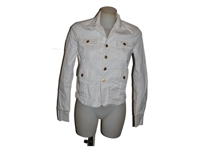 Dsquared2 White Cotton Jacket Size 40