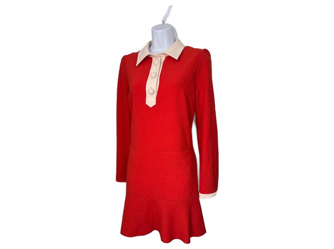 See by Chloé Kleid in Rot mit weißen Akzenten