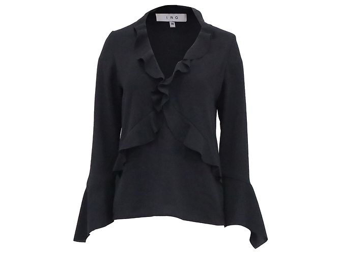 IRO Rüschentop aus schwarzem Polyester