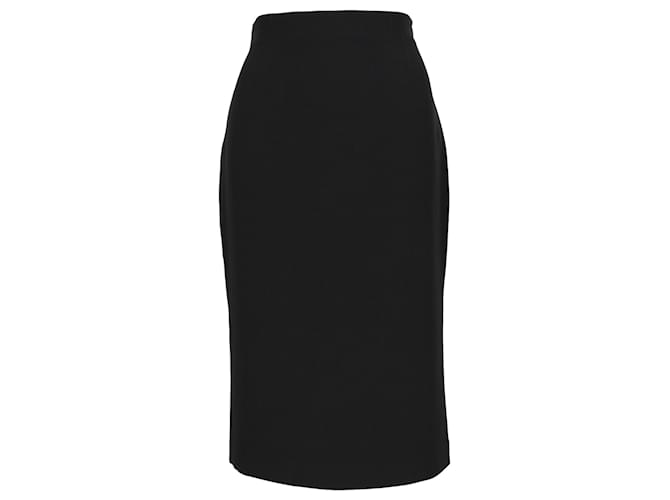  Alexander Mcqueen High-Waisted Fitted Midi skirt in Black Viscose Cellulose fibre  ref.2392267
