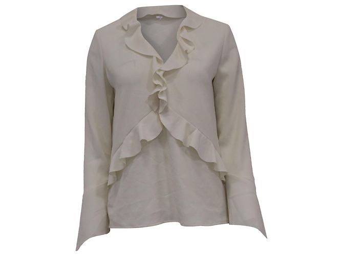 IRO Ruffle Top in White Polyester Cream