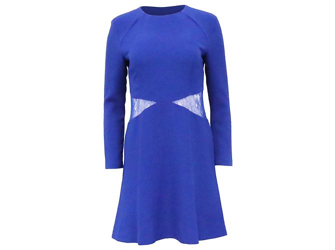 Sandro Spitzen-Ausschnittkleid aus blauer Polyester