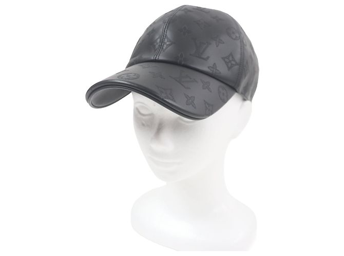 Louis Vuitton Cap Monogram Shadow All Leather Baseball Cap Black
