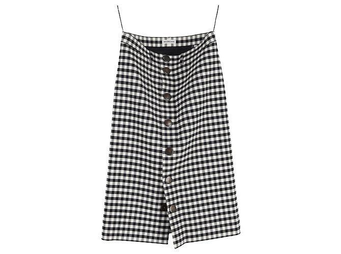 Everyday Balenciaga Gingham Woven Midi-Rock aus schwarzem Polyester