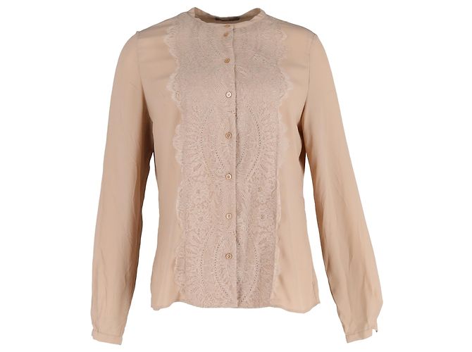 Beige Polyesterbluse mit Spitzenbesatz von Alexander McQueen