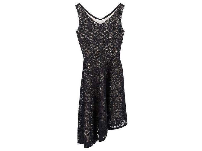 Christian Dior asymmetrisches Spitzenkleid aus schwarzem Polyester