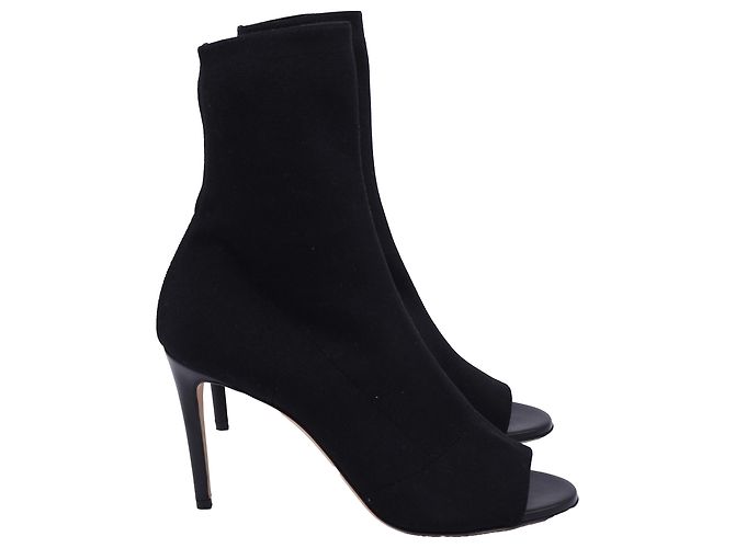 Victoria Beckham Stretch-Knit Open-Toe Sock Boots in Black Polyester