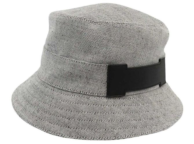 Hermès Cappello in lino, cotone e pelle Hermes Fred Sangle H Nero