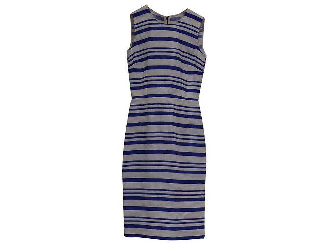 Abito a righe Dolce & Gabbana al ginocchio in lino blu e bianco