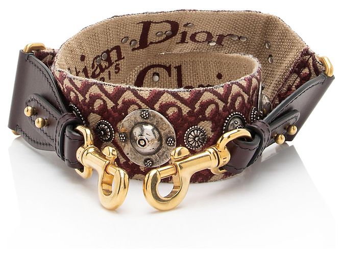 Dior Oblique Studded Shoulder Strap Brown Beige