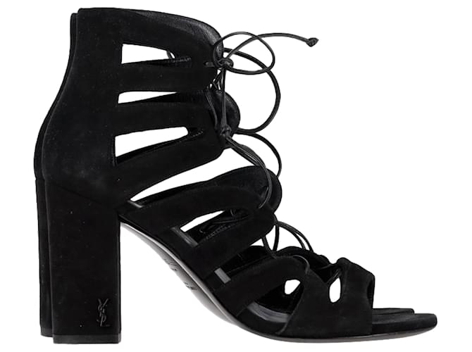  Saint Laurent Gladiator Sandal Heels in Black Suede  ref.2393985